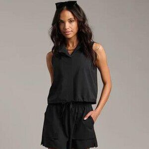 NWT RHONE Women's Mirage Sleeveless Notch Collar Blouse Size XS In Black